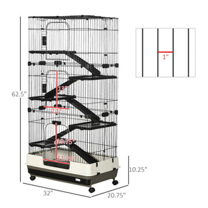 English Elm Pawhut Two Level Indoor Small Animal Hutch with Wheels Ramp and Slide Out Tray W2225P166404