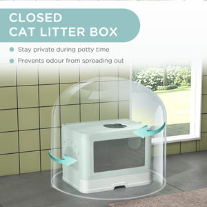 English Elm Pawhut Enclosed Cat Litter Box With Front Entry & Top Exit, Easy Clean Pull-Out Tray, Green Design W2225P166351-GIGA