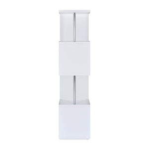 English Elm Rectangular White 4-Shelf Bookcase with Chrome Steel Supports — Modern Compact Tiered Storage for Office Decor B016P164200