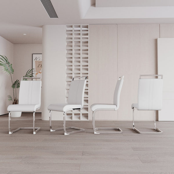 English Elm Modern Dining Chairs Set Of 4 - Stylish Pu Leather Upholstered Side Chairs With Metal Legs For Any Space W2189133287