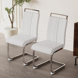 English Elm Modern Dining Chairs Set Of 2 - Elegant Leatherette Faux Leather Upholstered With Stylish Metal Legs White Pu W2189p248185-giga