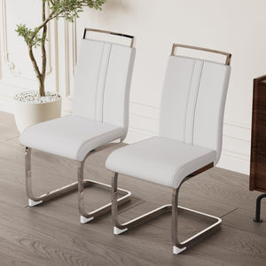 English Elm 55.12-70.87" Expandable Square Dining Set Seats Six with Cushioned Faux Leather Chairs Grey+White W2189S00907