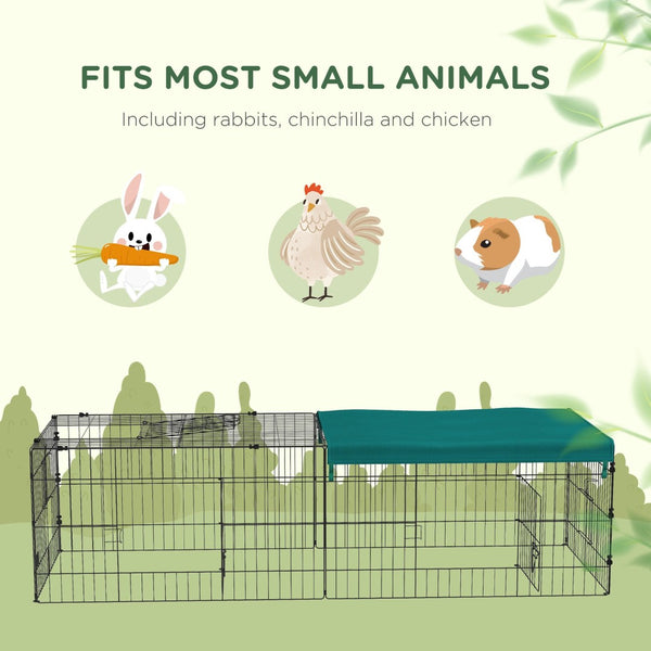 English Elm Pawhut Foldable Small Animal Playpen with Shade Roof Secure Outdoor Run Enclosure W2225P166417
