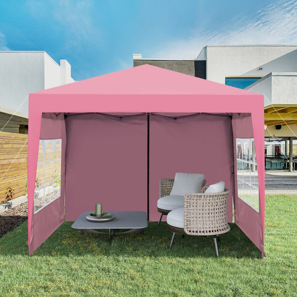English Elm Outdoor 10x10 Pop up Gazebo with Removable Sidewalls Waterproof Steel Frame Canopy Pink W419P445697