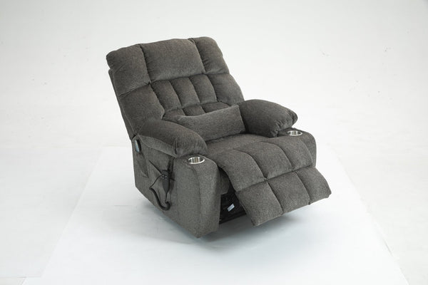 English Elm Lift Recliner Chair for Big and Tall with Velvet Cushion Heat Massage Power Motor W547S00048