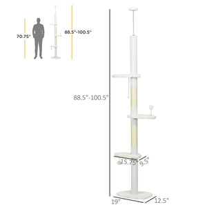 English Elm Pawhut Floor to Ceiling Cat Tower with Cloud Platforms Fleece Perches Scratching Posts W2225P166366
