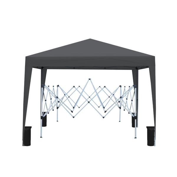 English Elm Outdoor 10x10 Pop up Canopy Gazebo with Sidewalls Mesh Windows Steel Frame Uv Roof Black W419P445709