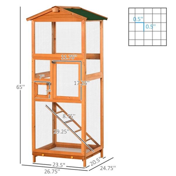English Elm Pawhut Outdoor Fir Wood Aviary Large Bird Cage with Uv Resistant Finish and Slide Tray W2225P166373