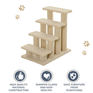 English Elm Pawhut Four Step Cat Climbing Stairs with Sisal Posts and Berber Fleece Covered Steps W2225P166356