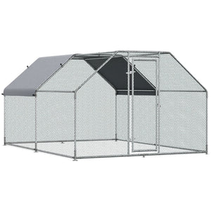 English Elm Pawhut Walk-in Galvanized Steel Chicken Run with Uv-proof Roof for Backyard Flocks W2225P166335