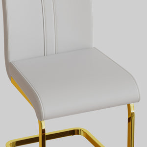 English Elm Modern Dining Chairs Set Of 4 - Elegant Pu Faux Leather High Back With Gold-Plated Metal Legs W2189133302