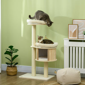 English Elm Pawhut Three Level Cat Tower with Sisal Posts Plush Cushions and Interactive Toy W2225P166436