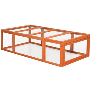 English Elm Pawhut Fir Wood Outdoor Rabbit Run Enclosure with Galvanized Wire and Lockable Access W2225P166392