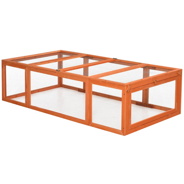English Elm Pawhut Fir Wood Outdoor Rabbit Run Enclosure with Galvanized Wire and Lockable Access W2225P166392