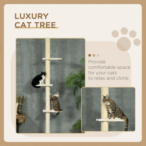 English Elm Pawhut Floor to Ceiling Adjustable Cat Tower with Sisal Posts and Plush Perches W2225P166364