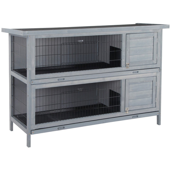 English Elm Pawhut Two Story Wooden Rabbit Hutch Waterproof Roof Lockable Doors Small Pet Habitat W2225P166395
