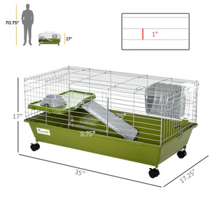 English Elm Pawhut Rolling Small Animal Cage Wire Enclosure for Rabbits Guinea Pigs Ferrets W2225P166410