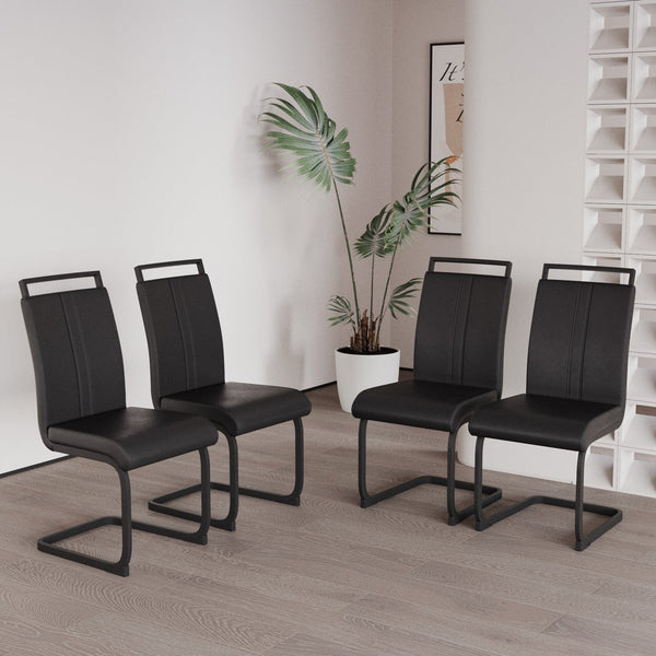 English Elm Modern Dining Chairs Set Of 4 - Stylish Pu Faux Leather Upholstered Side Chairs With C-Shaped Base W2189138535
