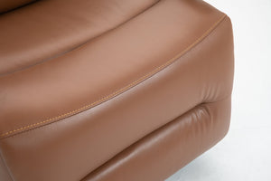 English Elm Swivel Power Recliner with Wood Armrests Faux Leather Lounge Chair for Living Room W547P147307