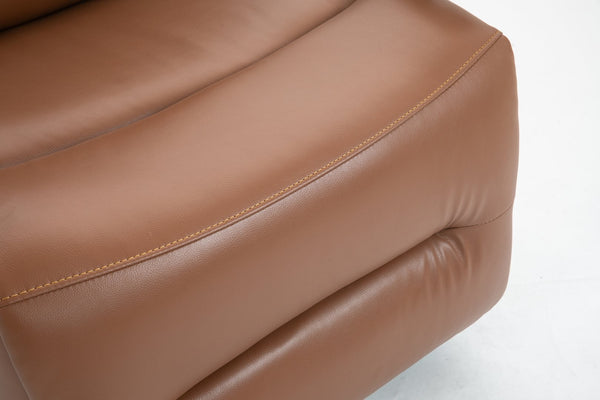 English Elm Swivel Power Recliner with Wood Armrests Faux Leather Lounge Chair for Living Room W547P147307