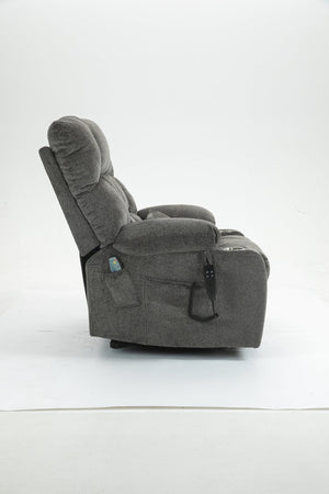 English Elm Lift Recliner Chair for Big and Tall with Velvet Cushion Heat Massage Power Motor W547S00048