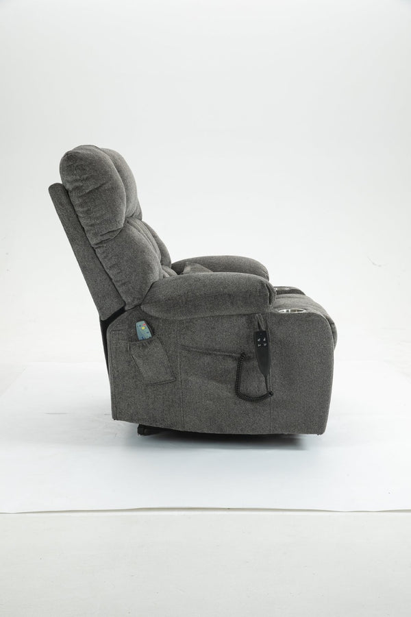 English Elm Lift Recliner Chair for Big and Tall with Velvet Cushion Heat Massage Power Motor W547S00048