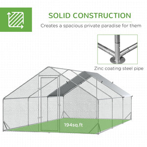 English Elm Pawhut Walk-in Galvanized Steel Chicken Run Spire Roof Uv Resistant Outdoor Enclosure W2225P166338