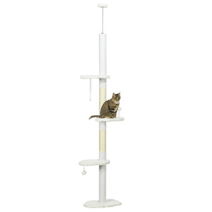 English Elm Pawhut Floor to Ceiling Cat Tower with Cloud Platforms Fleece Perches Scratching Posts W2225P166366