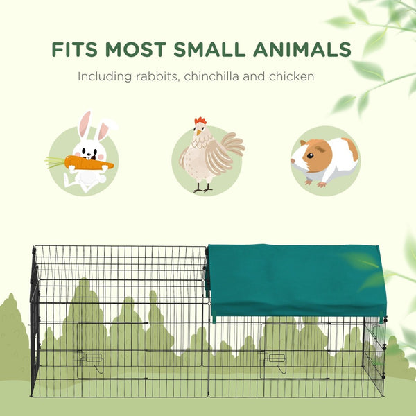 English Elm Pawhut Foldable Small Animal Playpen with Shade Roof Secure Outdoor Run Enclosure W2225P166415