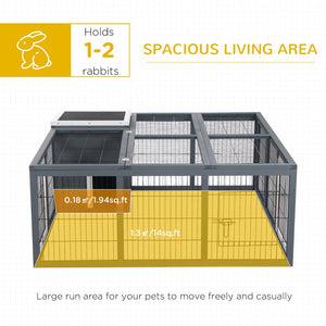 English Elm Pawhut Fir Wood Rabbit Hutch Outdoor Indoor Small Animal Cage with Ventilated Run W2225P166443