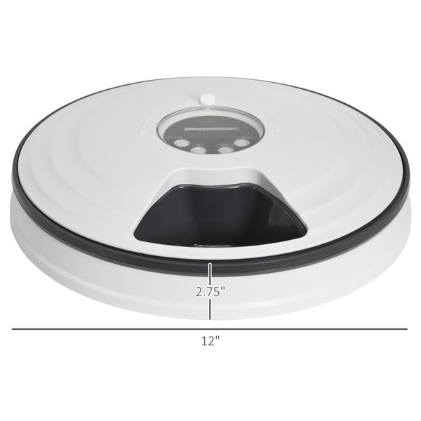 English Elm Pawhut Automatic Pet Feeder With Programmable Timer, 6 Meal Trays For Cats & Dogs, Easy Clean Design W2225P166398-GIGA