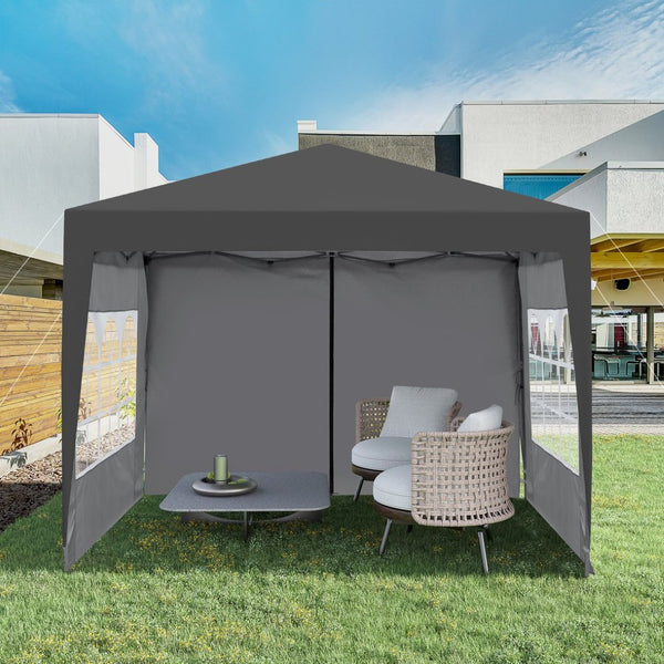 English Elm Outdoor 10x10 Pop up Canopy Gazebo with Sidewalls Mesh Windows Steel Frame Uv Roof Black W419P445709