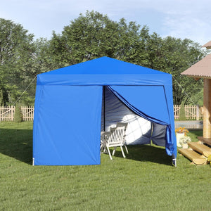 English Elm Outdoor 10x10 Pop up Canopy Gazebo with Sidewalls Mesh Windows Steel Frame Uv Roof Blue W419P445704