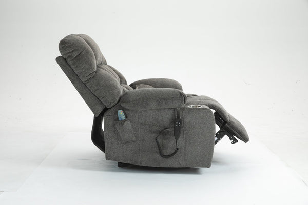 English Elm Lift Recliner Chair for Big and Tall with Velvet Cushion Heat Massage Power Motor W547S00048