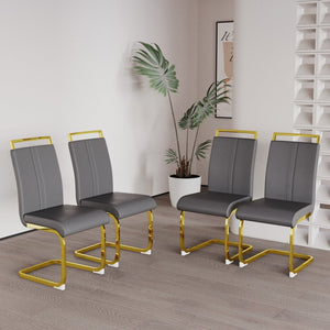 English Elm Modern High Back Pu Leather Dining Chairs Set of 4 with Chrome C Legs Cushioned W2189S00819