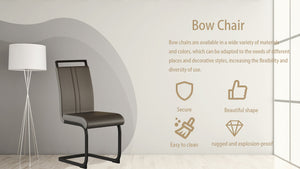 English Elm Modern Dining Chairs Set Of 2 - Grey Pu Faux Leather High Back With Stylish C-Shaped Black Legs W2189138540