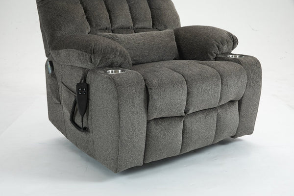English Elm Lift Recliner Chair for Big and Tall with Velvet Cushion Heat Massage Power Motor W547S00048