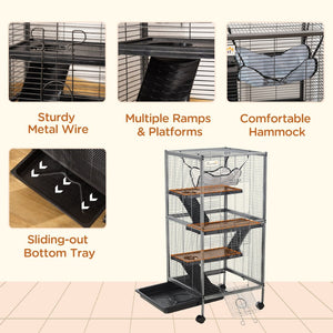 English Elm Pawhut Steel Flight Aviary on Wheels with Dual Sections and Slide Out Trays W2225P166408