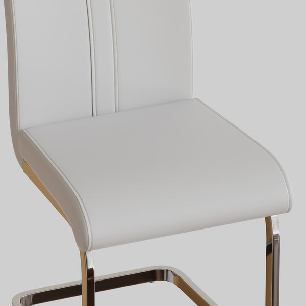 English Elm 63 Modern Cream Mdf Dining Table Set With 6 Armless Pu Chairs, Stylish & Durable For Any Space W2189S00432