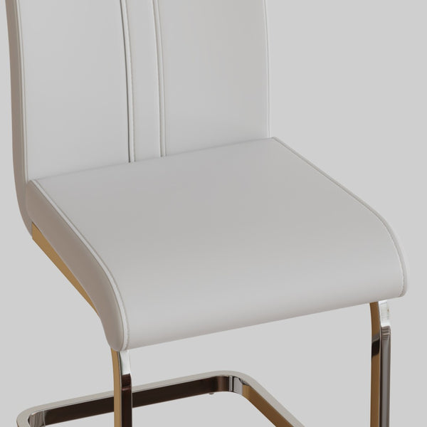 English Elm Modern High Back Pu Leather Dining Chairs Set of 4 with Chrome C Legs Cushioned White W2189S00815