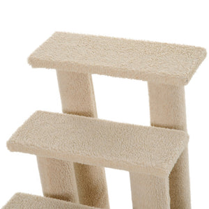 English Elm Pawhut Four Step Cat Climbing Stairs with Sisal Posts and Berber Fleece Covered Steps W2225P166356