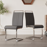 English Elm Modern Dining Chairs Set Of 2 - Elegant Leatherette Faux Leather Upholstered High Back Chairs For All Spaces Grey Pu W2189p248184-giga