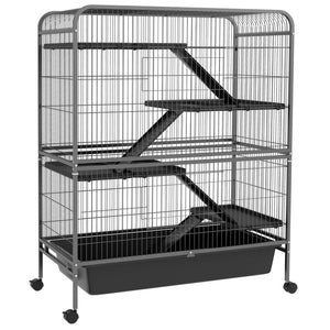 English Elm Pawhut 5-level Metal Small Animal Cage with Wheels Ramps and Removable Tray W2225P166414