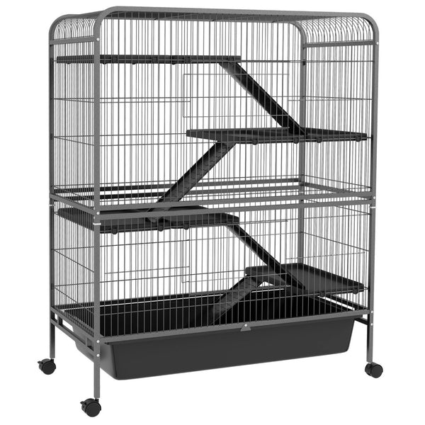 English Elm Pawhut 5-level Metal Small Animal Cage with Wheels Ramps and Removable Tray W2225P166414
