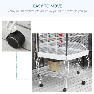 English Elm Pawhut 77 Inch Hexagonal Flight Aviary Iron Cage Rolling Stand Storage Shelf W2225P166447