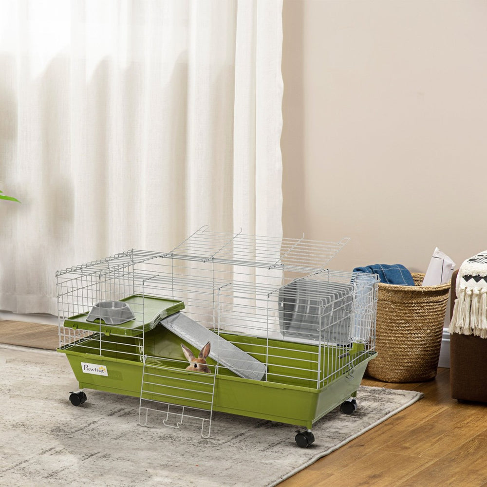 English Elm Pawhut Rolling Small Animal Cage Wire Enclosure for Rabbits Guinea Pigs Ferrets W2225P166410