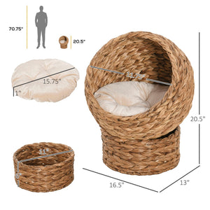 English Elm Pawhut Handwoven Elevated Cat Bed With Soft Cushion & Stylish Egg Chair Design For Cozy Naps W2225P166382-GIGA