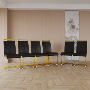 English Elm Modern Dining Chairs Set Of 2 - Pu Faux Leather High Back With Gold-Plated Legs For Stylish Comfort W2189133305