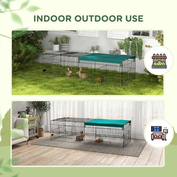 English Elm Pawhut Foldable Small Animal Playpen with Shade Roof Secure Outdoor Run Enclosure W2225P166417