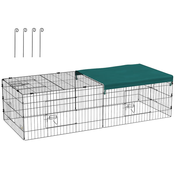 English Elm Pawhut Foldable Small Animal Playpen with Shade Roof Secure Outdoor Run Enclosure W2225P166417